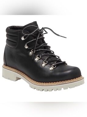 MONTELLIANA 1965 Margherita Black Leather Hiking Boots Size 10 Italy